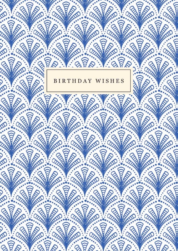 Classic Birthday Card – Blue Palmetto Pattern created by Ohh Deer