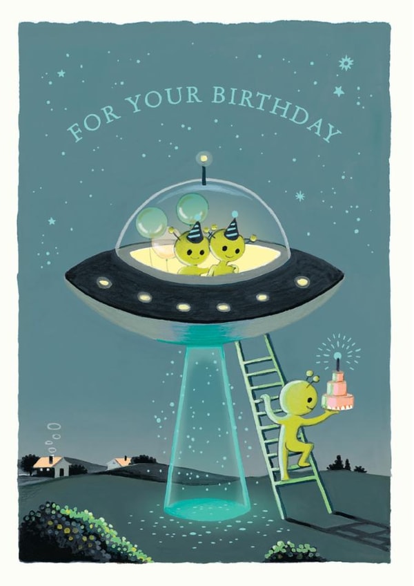Cute Birthday Card - UFO - Alien Party created by Ohh Deer