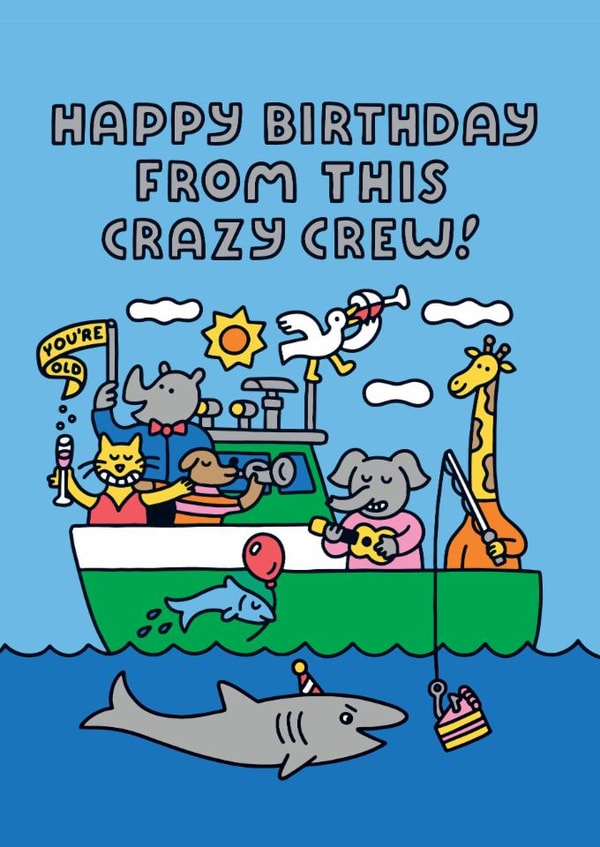 Cute Birthday Card - Crazy Crew - Party Animals created by Ohh Deer