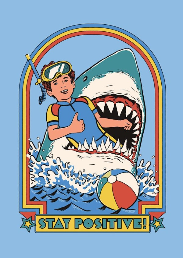 Funny Good Luck Card - Retro Shark - Stay Positive created by Ohh Deer
