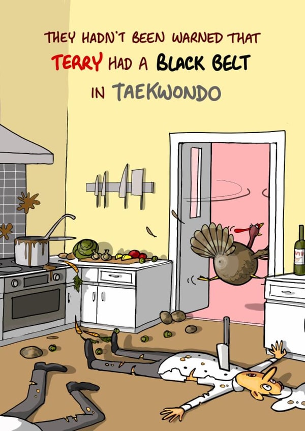 Funny Christmas Card - Taekwondo - Turkey created by Bryony Jackson Walters