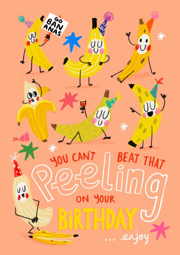 Cute Birthday Card - Party Bananas created by NICHOLA COWDERY ILLUSTRATIONS
