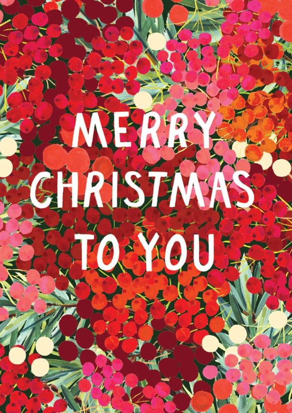Pretty Christmas Card - Berries - Merry Christmas To You created by Louise Tiler