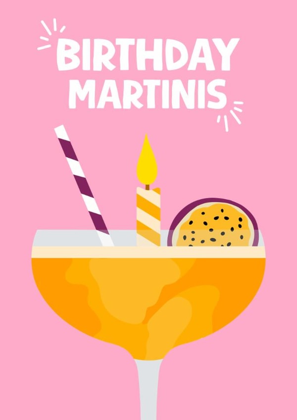 Fun Birthday Card - Birthday Martinis - For Her created by Pink Peach Cards