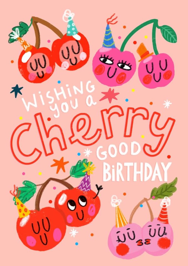 Cute Birthday Card - Cherries created by NICHOLA COWDERY ILLUSTRATIONS