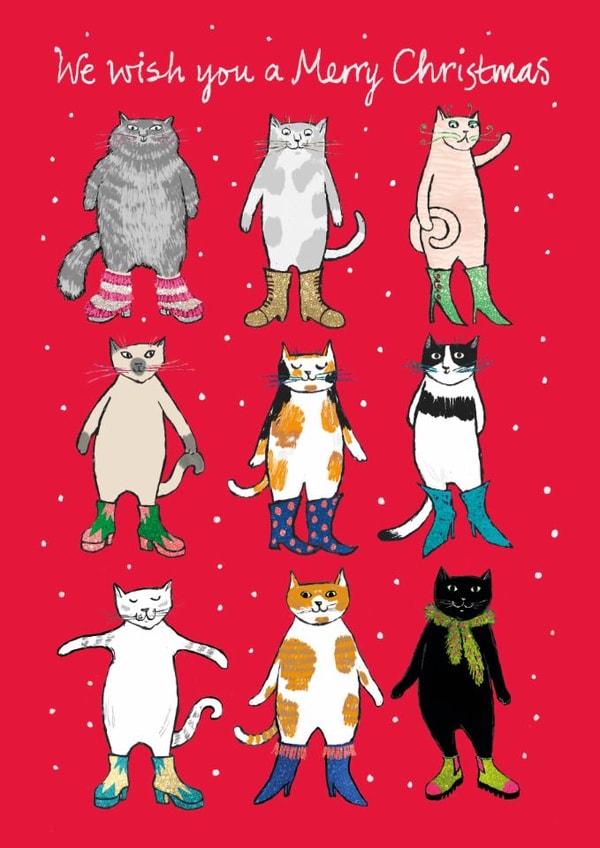 Cute Christmas Card - Puss in Boots - Funny Festive Cats created by Paper Bird