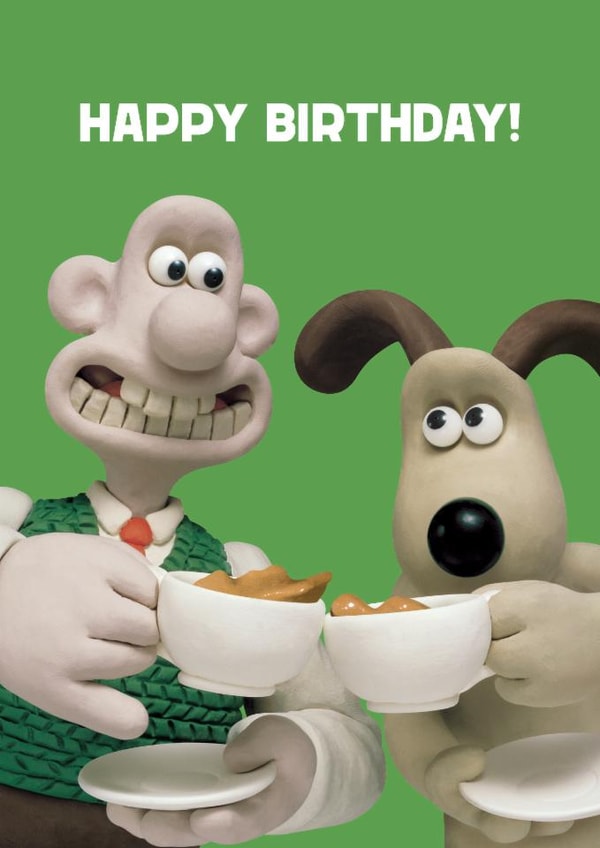 Classic Birthday Card - Wallace and Gromit - Tea Party - Cheers created by Hype Associates