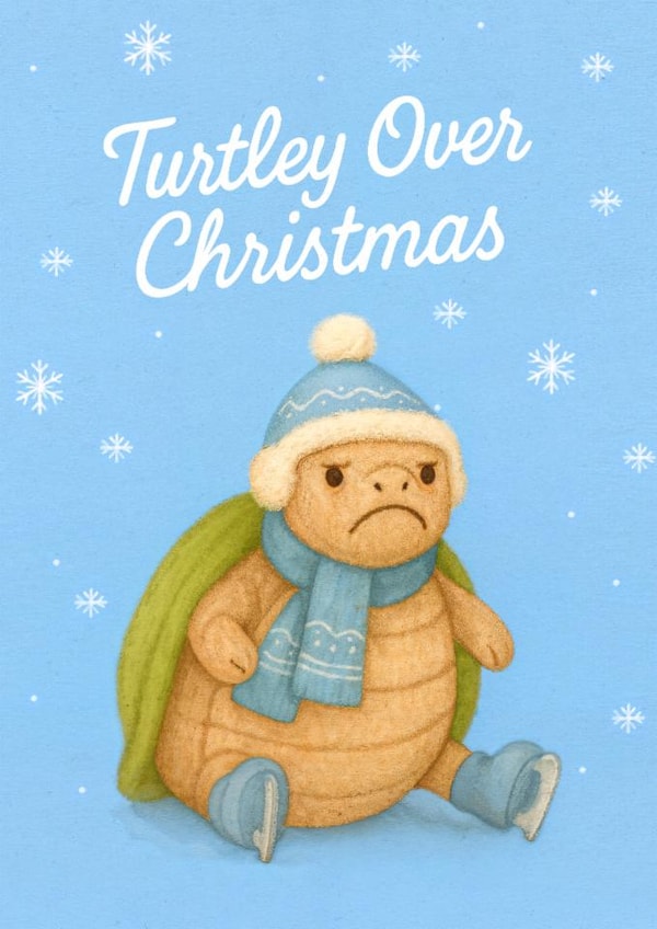 Cute Christmas Card - Turtle Jellycat created by Mrs Best Paper Co.