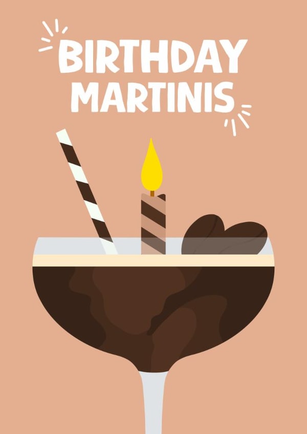 Fun Birthday Card - Birthday Martinis - Espresso created by Pink Peach Cards