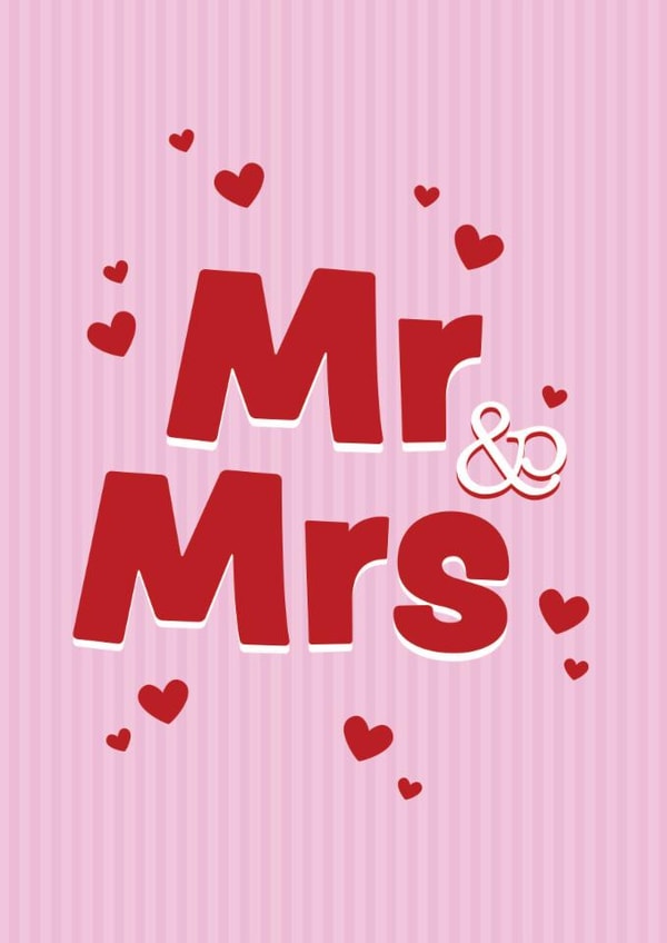 Mr and Mrs Cute Wedding Card for Couples with red hearts created by at SUMAIA'S