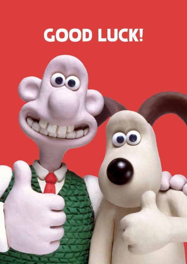 Classic Good Luck Card - Wallace and Gromit - Thumbs Up created by Hype Cards