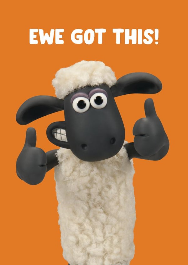 Cute Good Luck Card - Shaun The Sheep - Thumbs Up created by Hype Associates