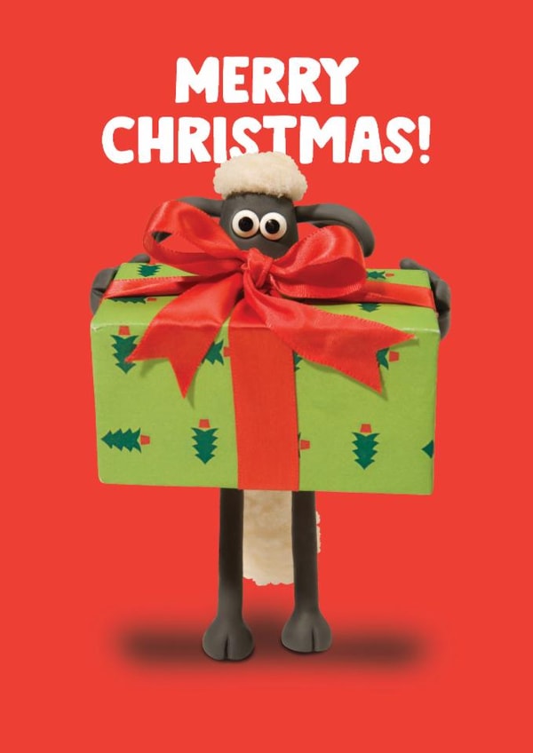 Cute Christmas Card - Shaun the Sheep - Big Present created by Hype Associates