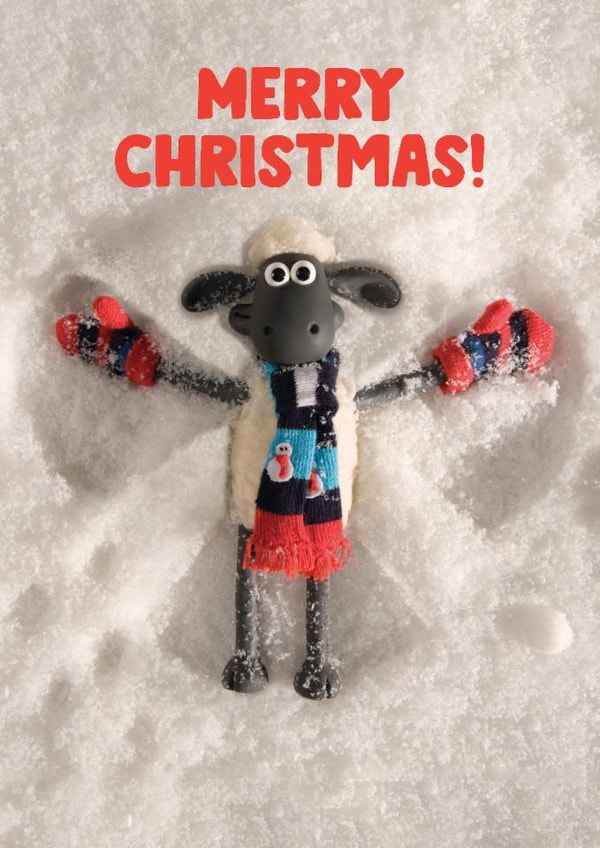 Cute Christmas Card - Shaun The Sheep - Snow Angel created by Hype Associates
