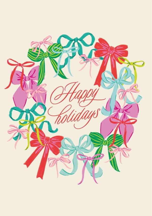 Pretty Christmas Card - Colourful Bow Wreath created by Jackie Crawford