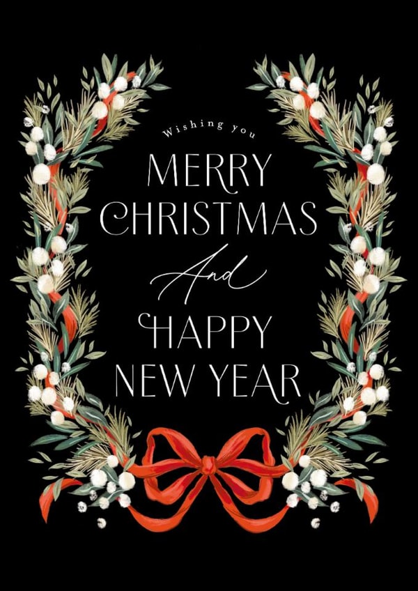 Traditional Christmas Card - Bow garland created by Jackie Crawford