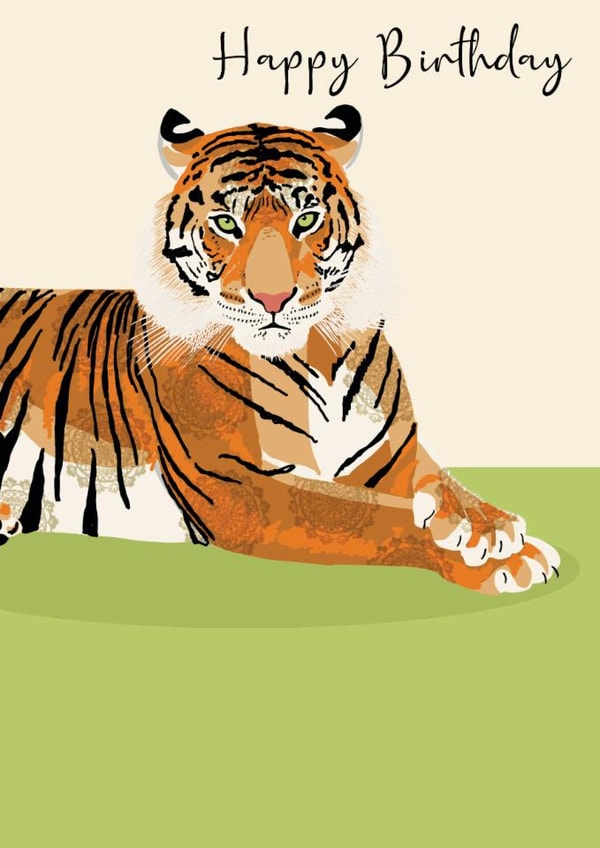 Birthday - Tiger - Modern - Arty created by Beverley Edge Illustrations
