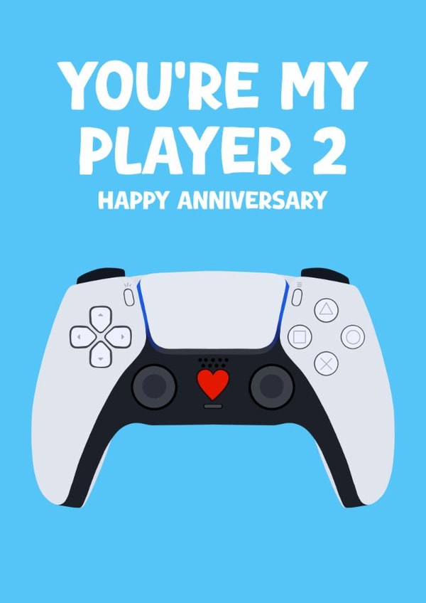 Fun Anniversary Card - Playstation Controller - You're My Player 2 - For Him created by Pink Peach Cards