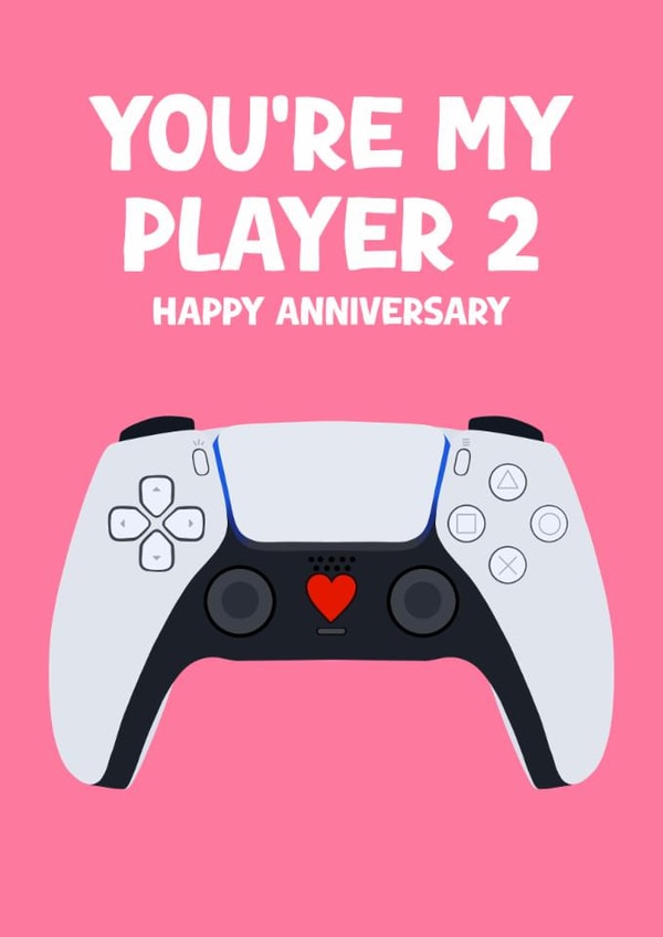 Fun Anniversary Card - Playstation Controller - You're My Player 2 - For Her created by Pink Peach Cards