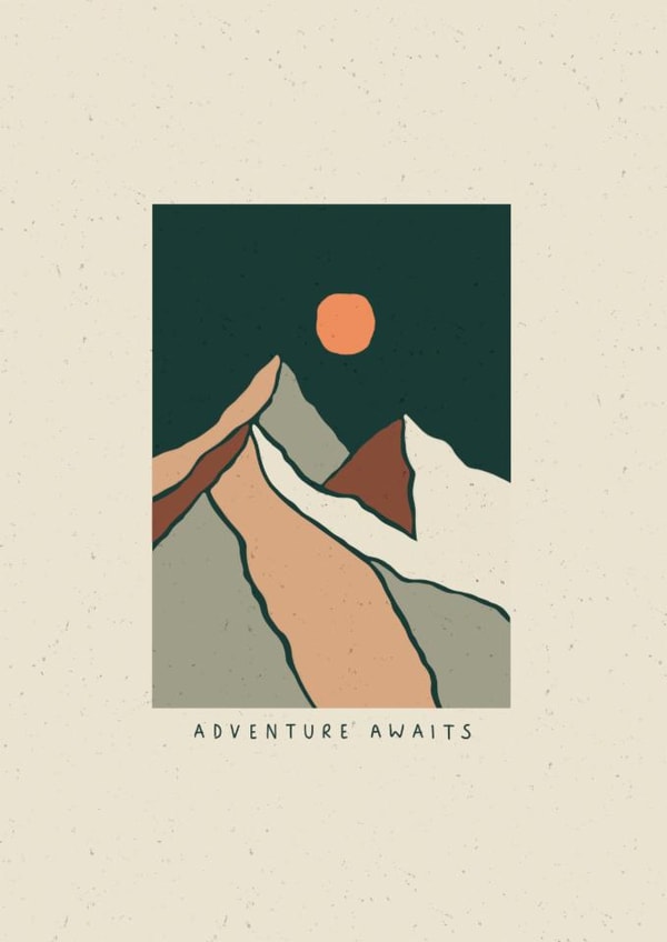 Classic Leaving/Good Luck Card - Adventure Awaits - Mountains created by Emma Pallett Design