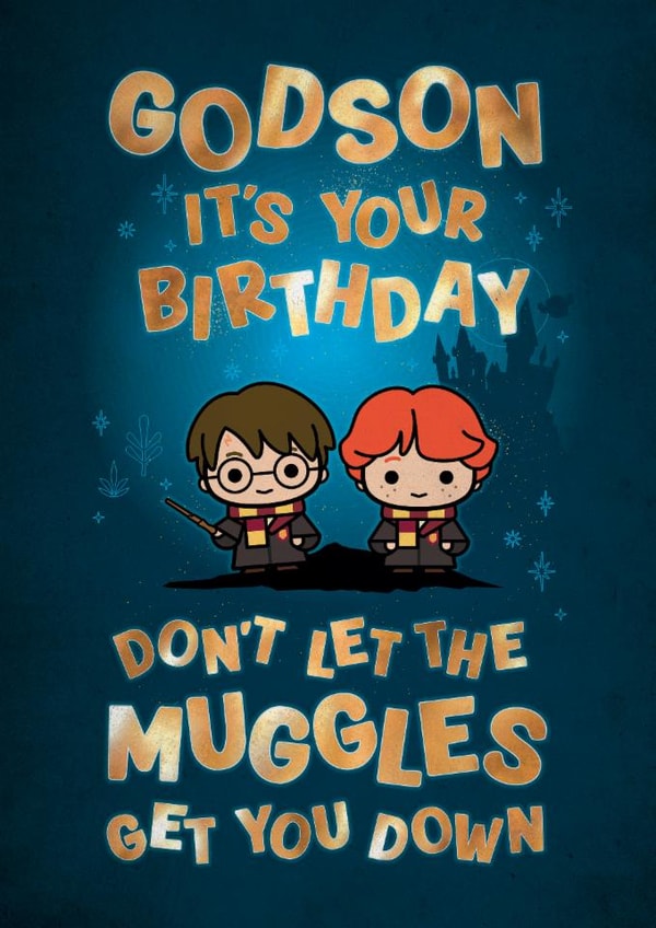 Cute Birthday Card - For Godson - Harry Potter - Muggles created by Cardology