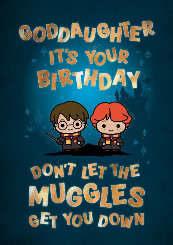 Cute Birthday Card - For Goddaughter - Harry Potter - Muggles created by Cardology