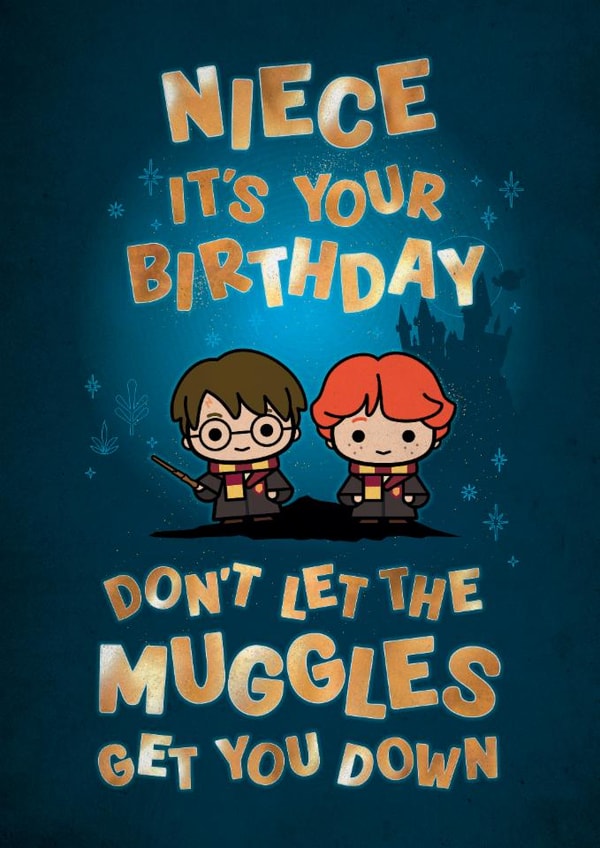 Cute Birthday Card - For Niece - Harry Potter - Muggles created by Cardology