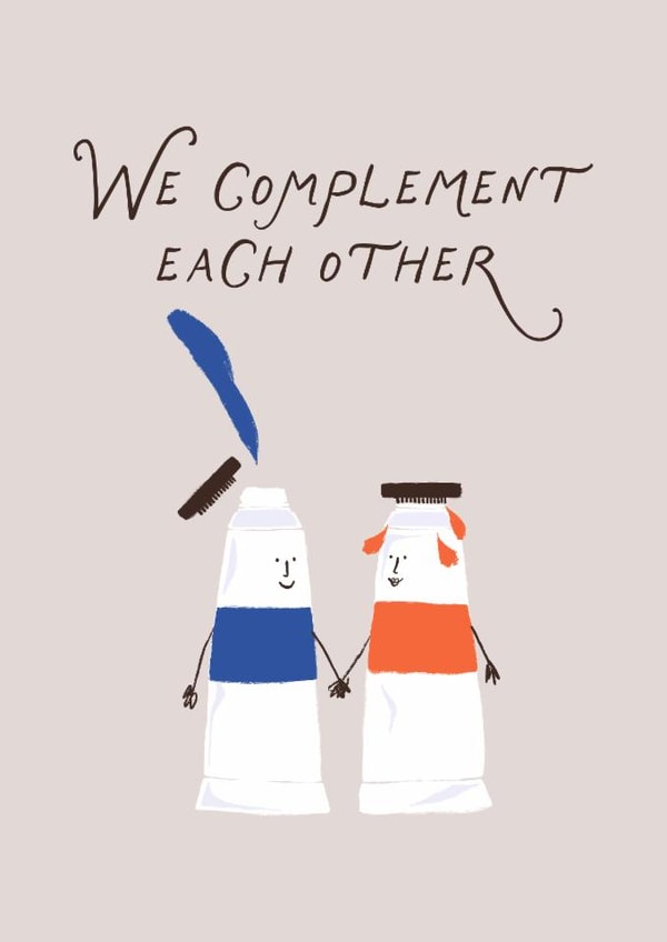 Cute Anniversary Card - We Complement Each Other - Paint Tubes | thortful