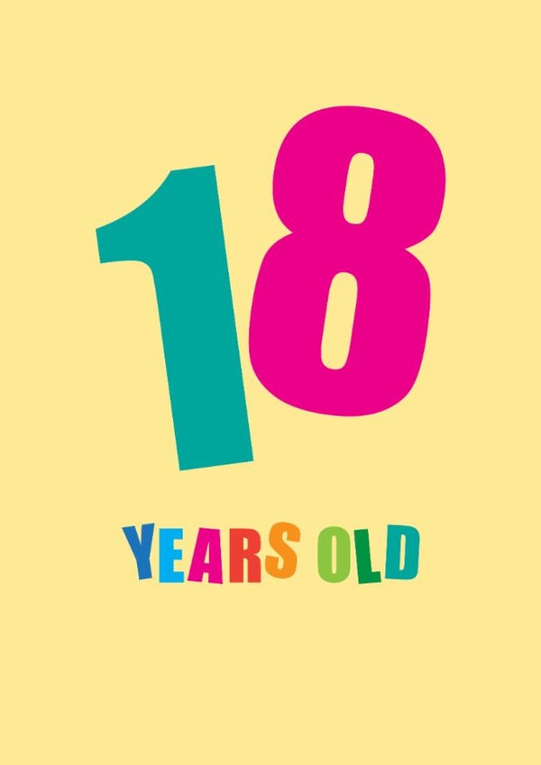Classic Birthday Card - 18th - Colourful Typography created by mrs L cards