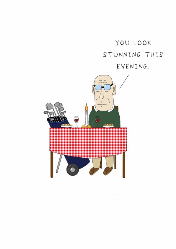 Funny Birthday Card - Golf Clubs - Romantic Dinner created by AJS STUDIOS