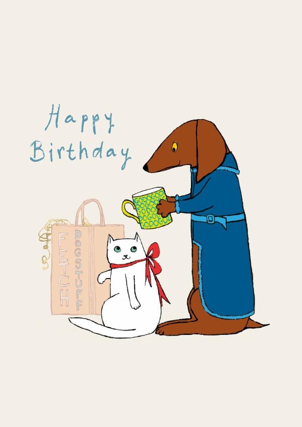 Cute Birthday Card - Dog And Cat - Gifts created by Paper Bird