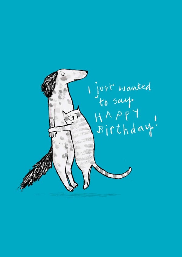 Cute Birthday Card - Dog & Cat - Hug created by Paper Bird