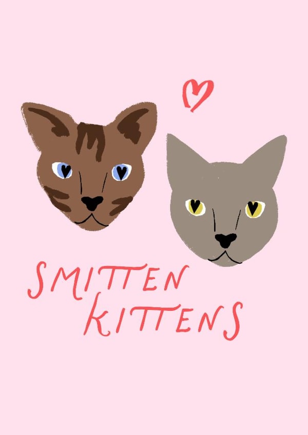 Cute Anniversary/Valentine's Day Card - Smitten Kittens - Cats created by Louisa Taylor