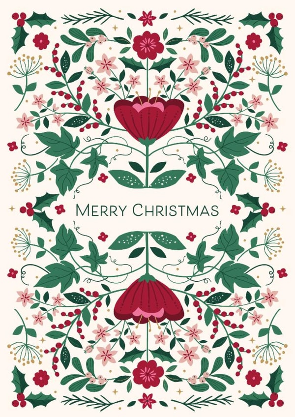 Classic Christmas Card - Festive Florals - Holly & Ivy created by Nina Raby - Jones