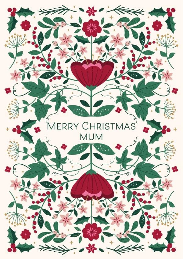 Classic Christmas Card - For Mum - Folk Florals created by Nina Raby - Jones
