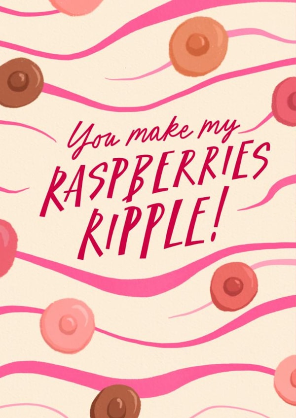 Cheeky Anniversary/Valentine's Day Card - Raspberries Ripple - Perky Nipples Pun created by Running with Scissors
