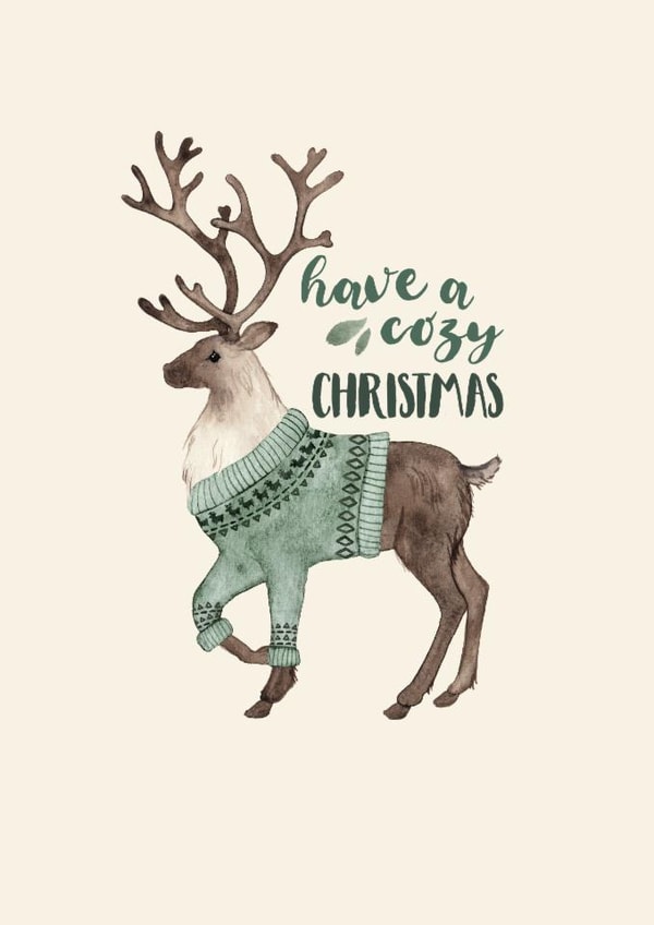 Classic Christmas Card - Reindeer - Have A Cosy Christmas created by Elena O'Neill