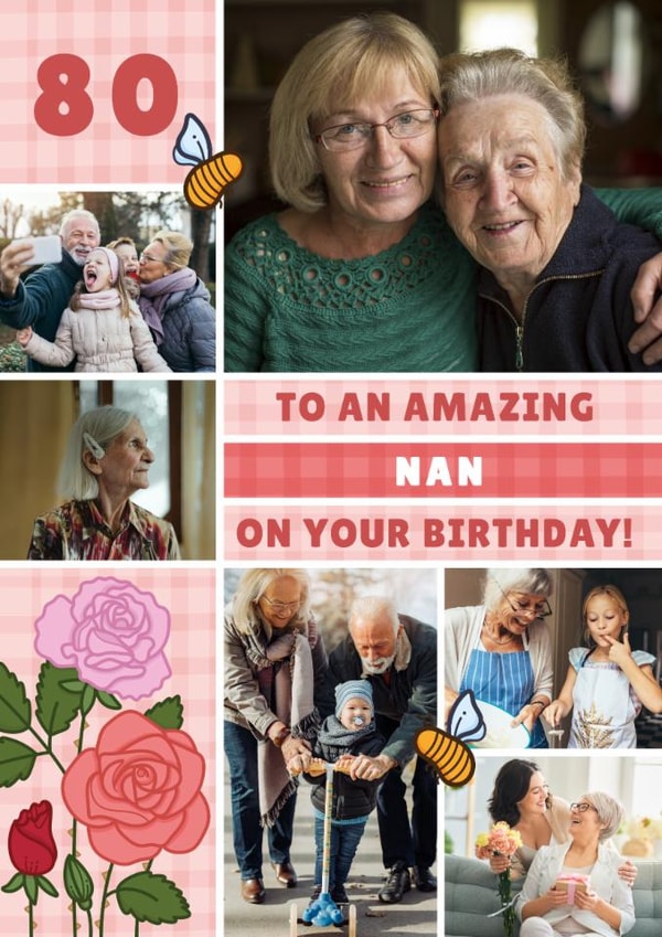 Pretty Birthday Card - 80th - Amazing Nan created by Joanne Hawker