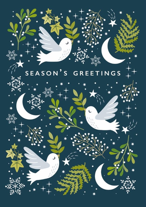 Classic Christmas Card - Season's Greetings - Doves created by Klara Hawkins