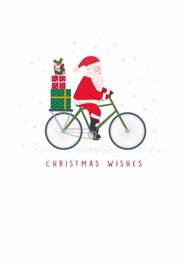 Classic Christmas Card - Santa Claus - Bicycle created by Klara Hawkins