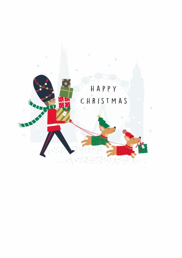Classic Christmas Card - London - Royal Guards With Dogs created by Klara Hawkins