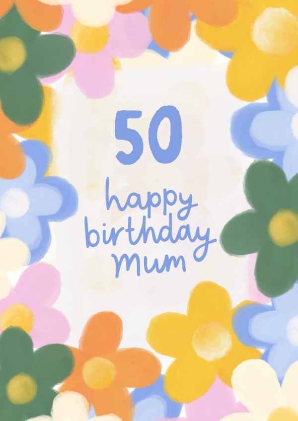 Pretty Birthday Card - 50th - For Mum - Florals created by Fliss Muir