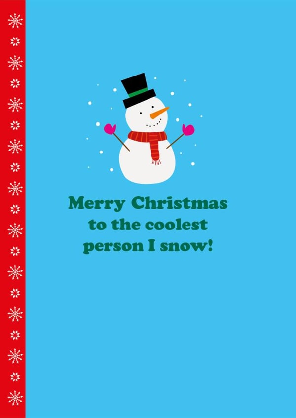 Cute Christmas Card - Snowman - Coolest created by Happy Street