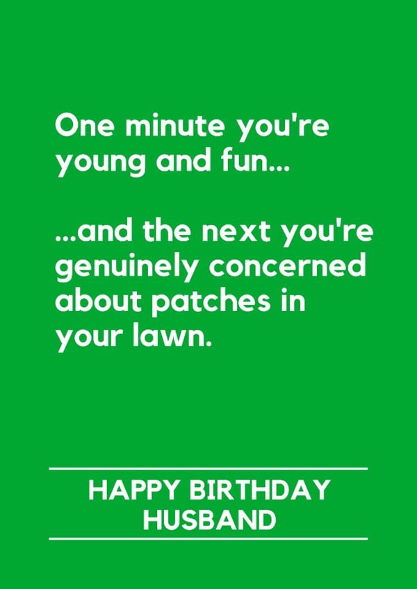 Funny Birthday Card - For Husband - Lawn patches - Gardening created by Making Lemonade