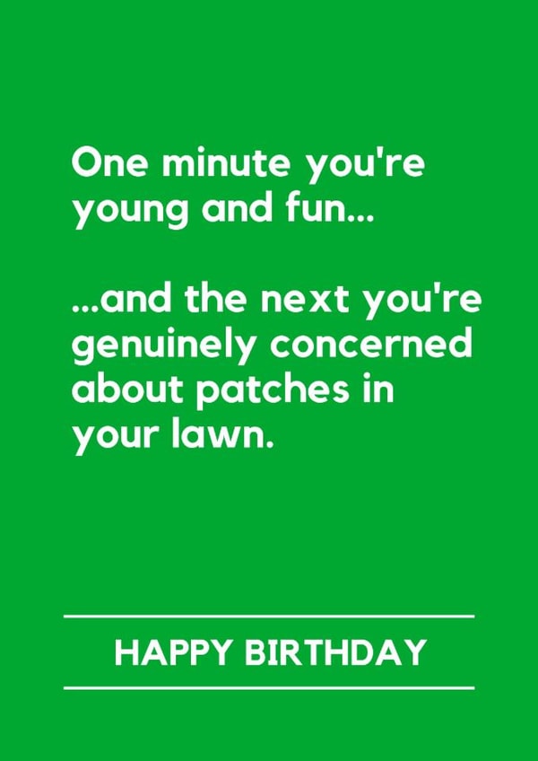 Funny Birthday Card - Lawn Patches - Gardening created by Making Lemonade