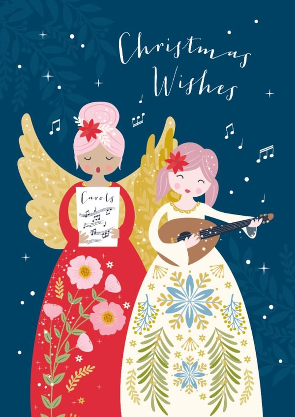 Classic Christmas Card - Christmas Wishes - Angels Singing created by Klara Hawkins