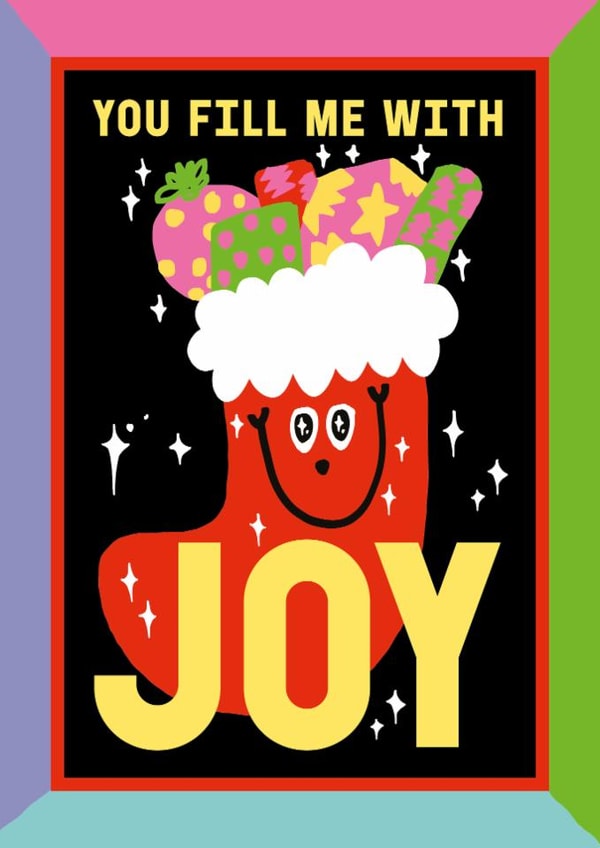 Cute Christmas Card - Smiling Stocking - Fill Me With Joy created by Sanders de Roeper