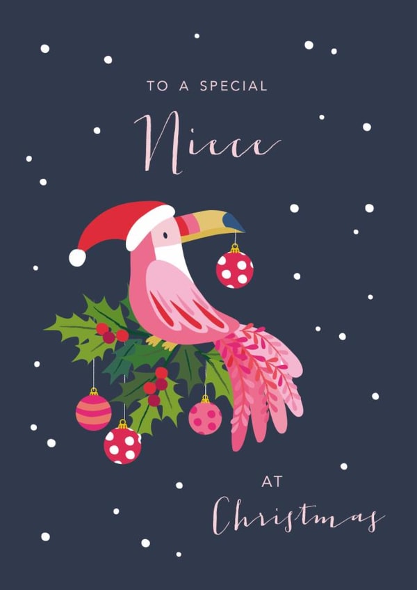 Cute Christmas Card - For Niece - Toucan created by Klara Hawkins