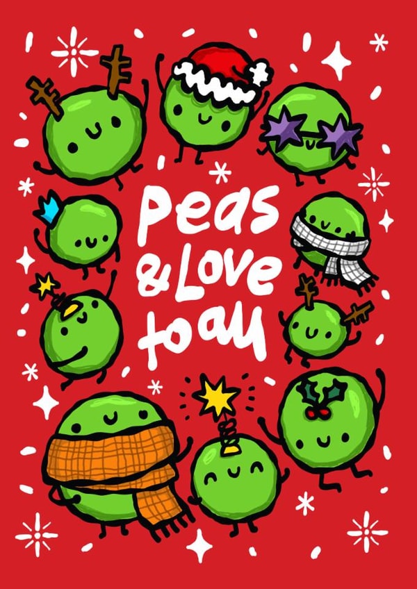 Peas & Love Christmas Card created by The Playful Indian