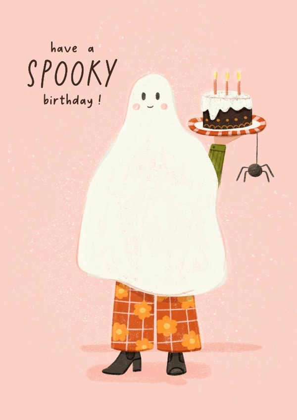 Cute Birthday Card - Have A Spooky Birthday - Ghost created by Another Please